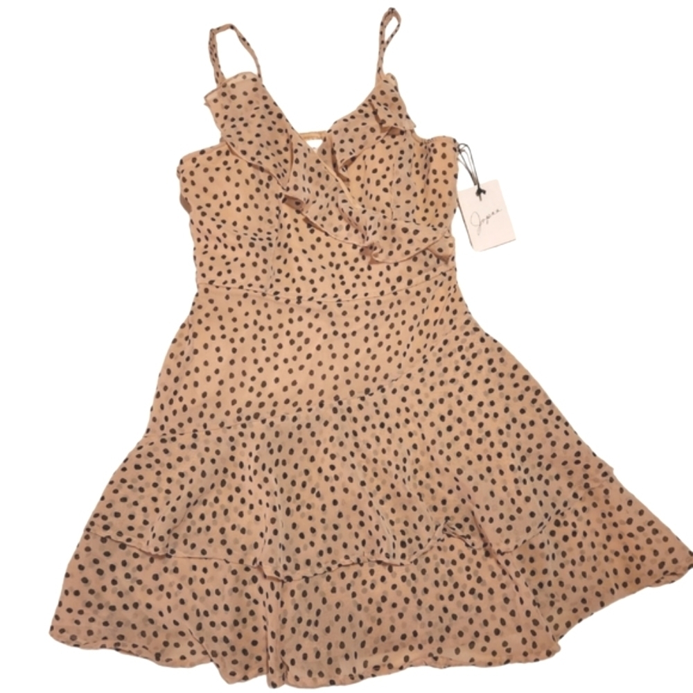 New Japna Tan Colored Polka Dot Romper Dress size M Spring Summer - Picture 8 of 9